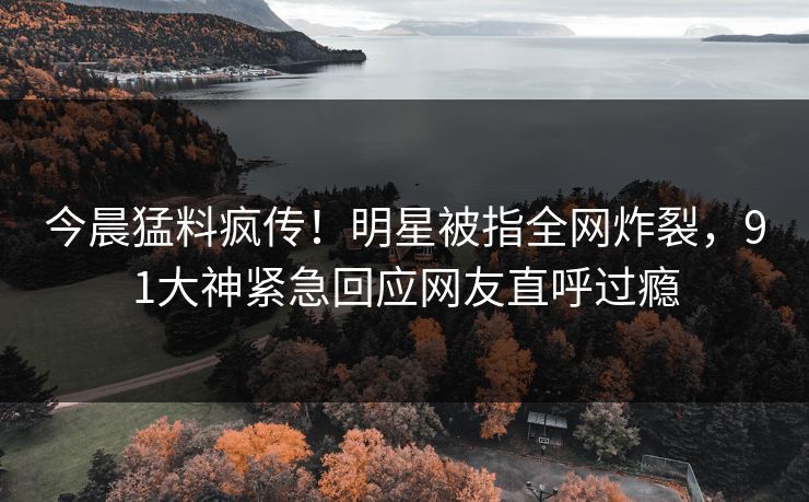 今晨猛料疯传！明星被指全网炸裂，91大神紧急回应网友直呼过瘾