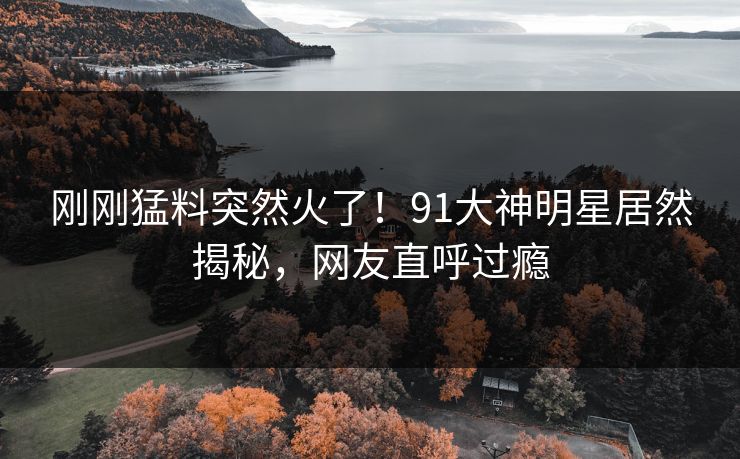 刚刚猛料突然火了！91大神明星居然揭秘，网友直呼过瘾