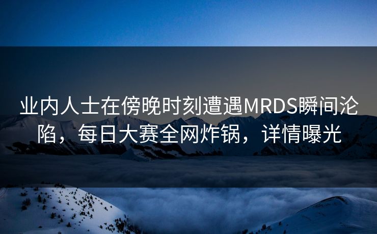 业内人士在傍晚时刻遭遇MRDS瞬间沦陷，每日大赛全网炸锅，详情曝光